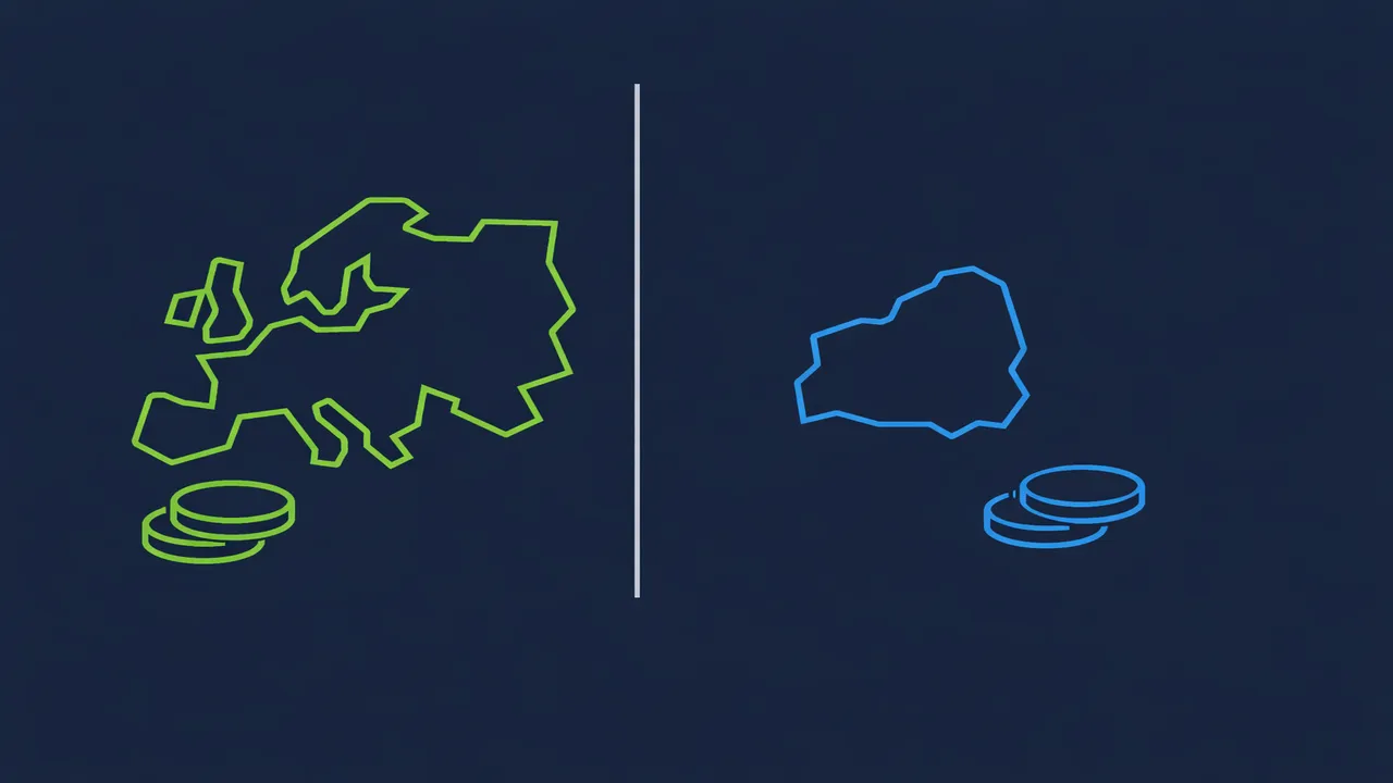 Illustration af skillelinjen mellem EU og EØS og resten
