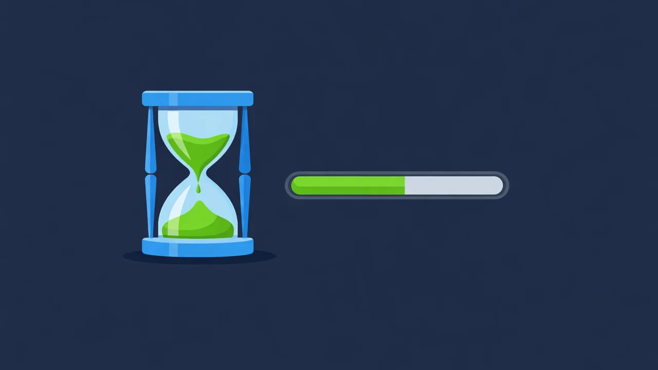 An hourglass beside a partly filled progress bar